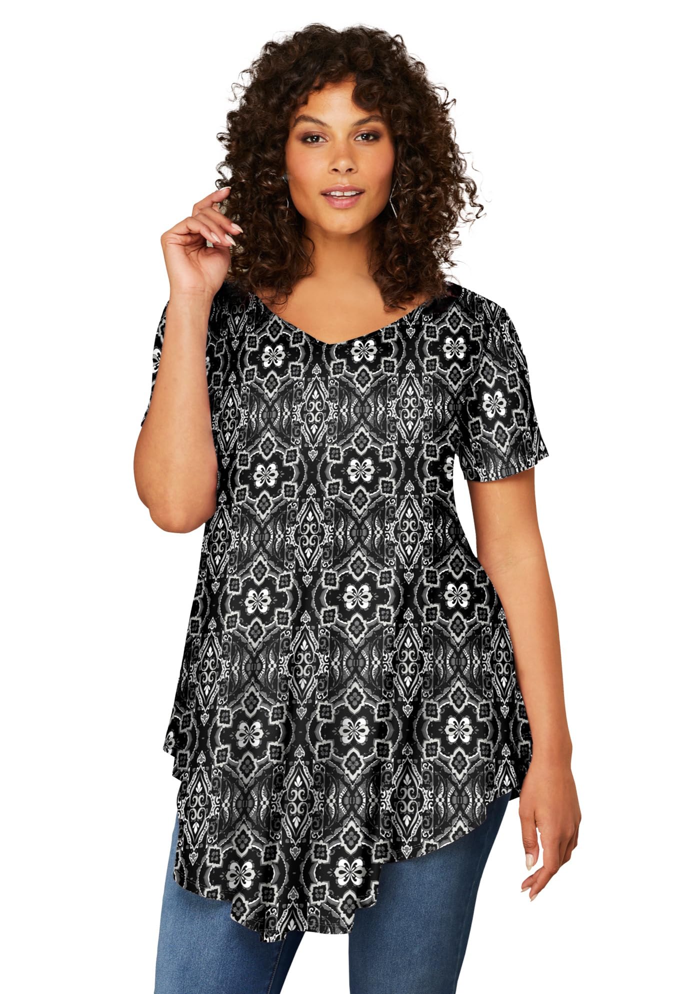 Roaman's Women's Plus Size Swing Ultra Femme Tunic