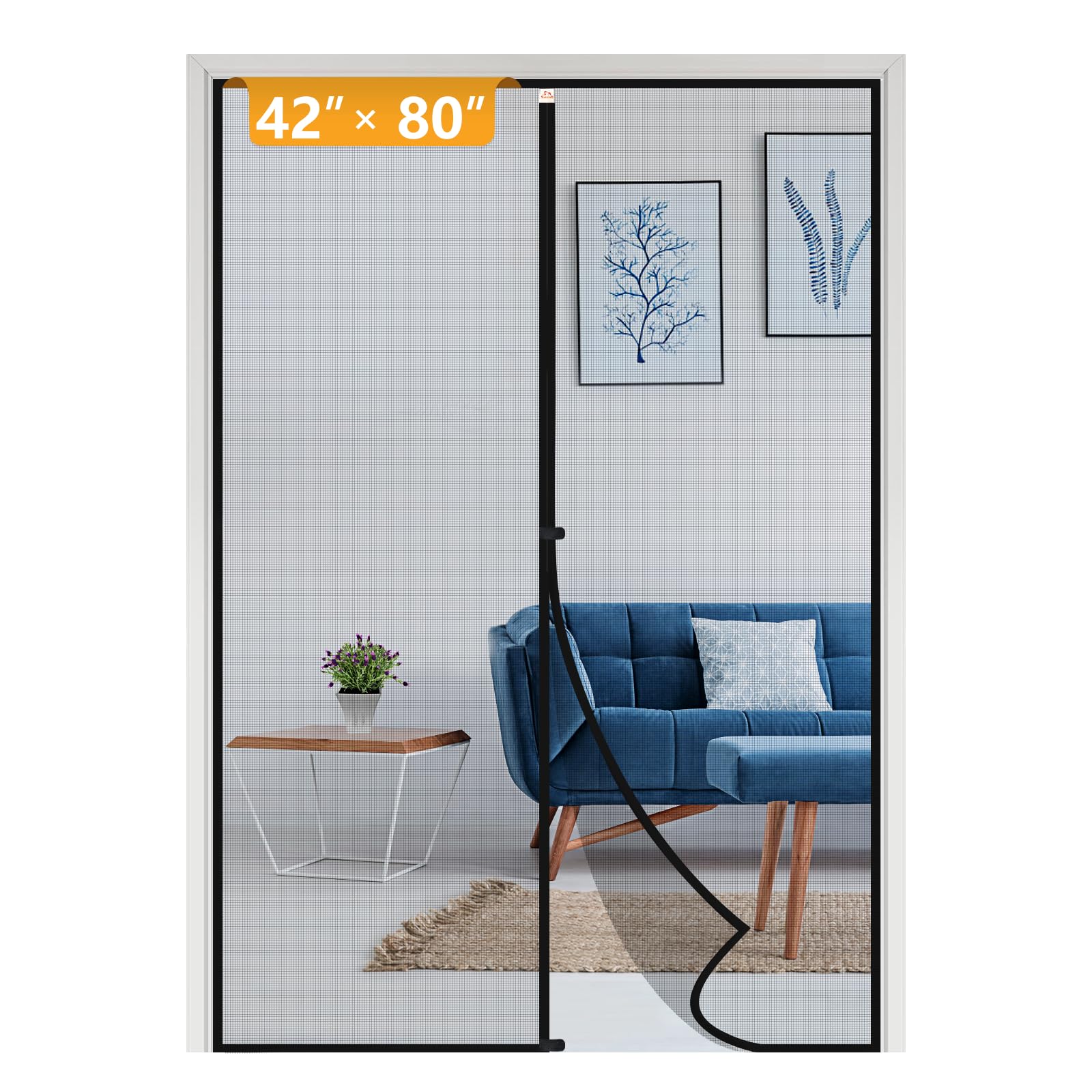 Photo 1 of yotache Magnetic Screen Door Fits Door Size 42 x 80, Screen Size 44" x 81" Strong Magnet for Walk Through Sliding Door Black