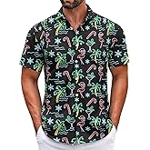 Aturmio Christmas Hawaiian Shirt for Men Short Sleeve Button Down Santa Claus Vacation Shirts