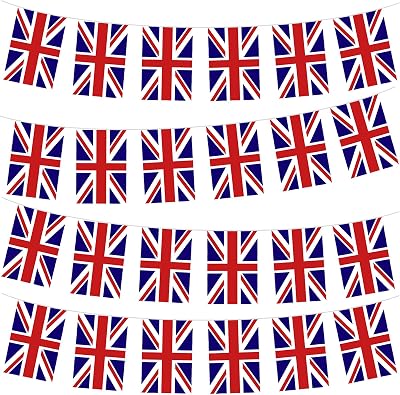 YAAVAAW Union Jack Flag Bunting 10m 30 Flags FIFA World Cup Decoration UK UK