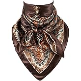 GERINLY 35 Inch Wild Rag Cowboy Scarves for Men, Large Rancher Neckerchief Silk Feel, Oversize Western Bandana