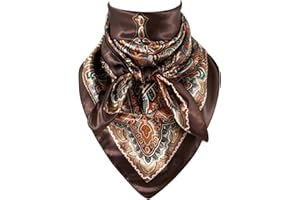 GERINLY 35 Inch Wild Rag Cowboy Scarves for Men, Large Rancher Neckerchief Silk Feel, Oversize Western Bandana