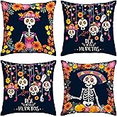 Day of The Dead Pillow Covers Dia De Los Muertos Throw Pillow Case Mexican Sugar Skull Marigolds Floral Decor Day of The Dead Decorations for Home Party