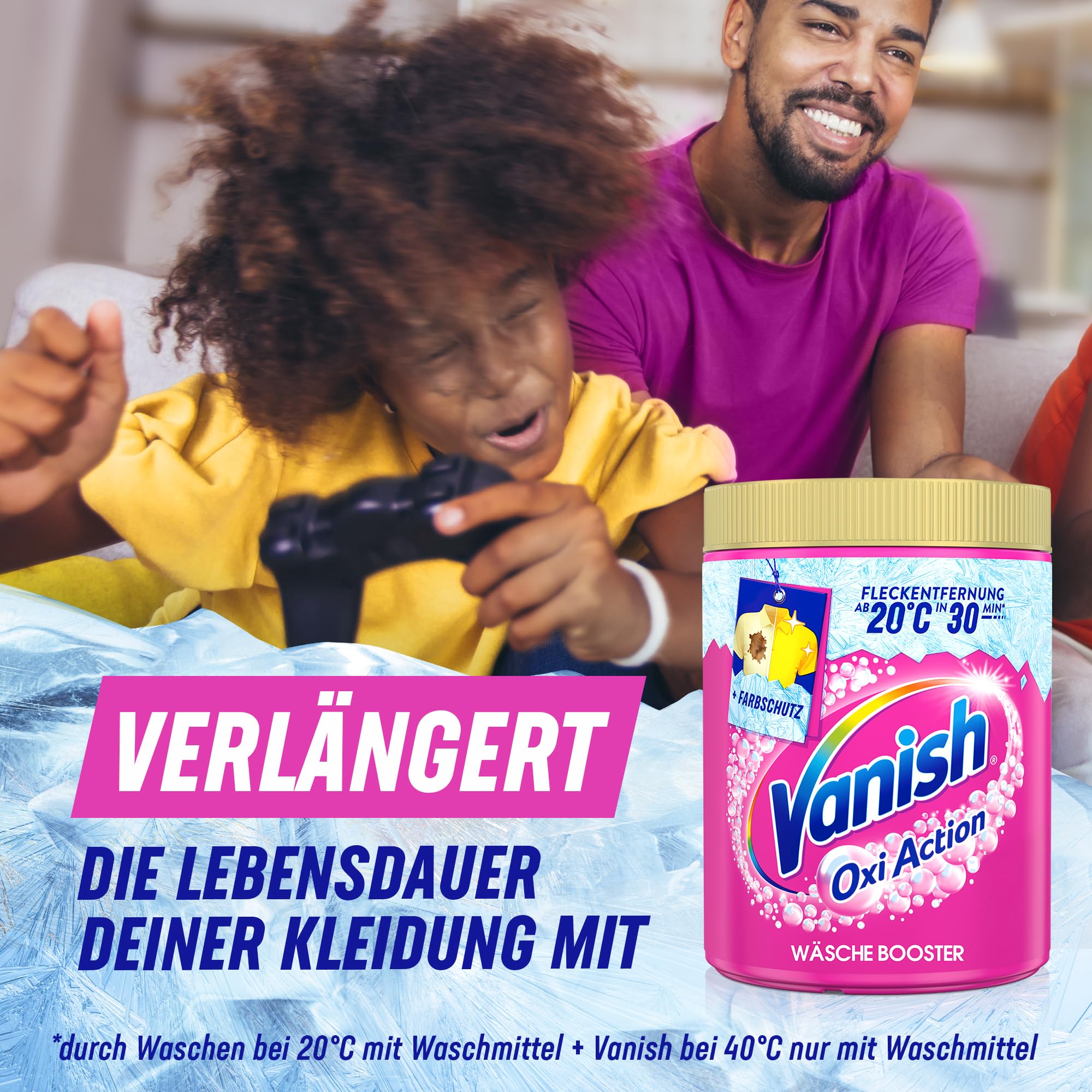 Vanish Oxi Action Pulver Pink – 1 x 1,125 kg – Fleckenentferner und Wäsche-Booster Pulver ohne Chlor – Für bunte Wäsche 4