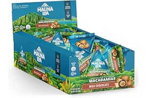 Mauna Loa Milk Chocolate Covered Macadamia Nuts, 24 Pack of 0.6 oz Mini Pouches, Gluten Free, Sweet Hawaiian Snack