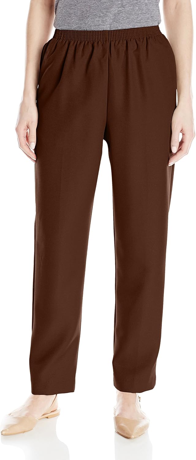 Alfred Dunner Women's All Around Elastic Waist Polyester Petite Pants Poly Proportioned Medium at  Women’s Clothing store