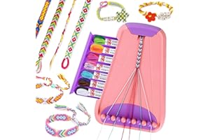 Rdfmy Friendship Bracelet Making Kit for Girls, Arts and Crafts Bracelets String Maker Kit for Kids Ages 8-12 Christmas Birthday Gifts Pink with Purple