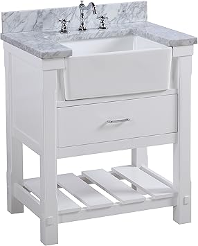 Charlotte 30 Inch Bathroom Vanity Carrara White Includes A