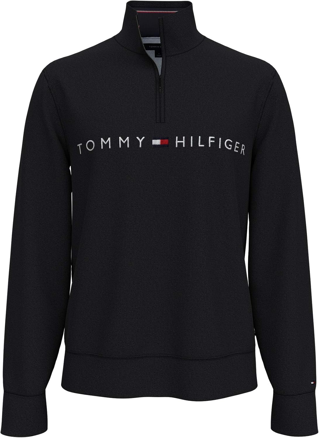 Tommy Hilfiger Men's 1/4 Zip Mockneck Sweatshirt, TH DEEP BLACK, XS : Amazon.co.uk: Clothing