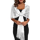 Rheane Shawls and Wraps for Evening Dress, Sparkle Shawls for Women with Buckle - Elegant Wedding Party Formal Shoulder Wrap