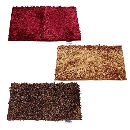 Cloth Fusion Premium Quality 3 Piece Shaggy Door Mat Set