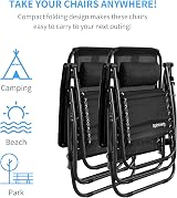 Rainberg Zero Gravity Chair Textoline Outdoor Reclining Folding Lounger view 5