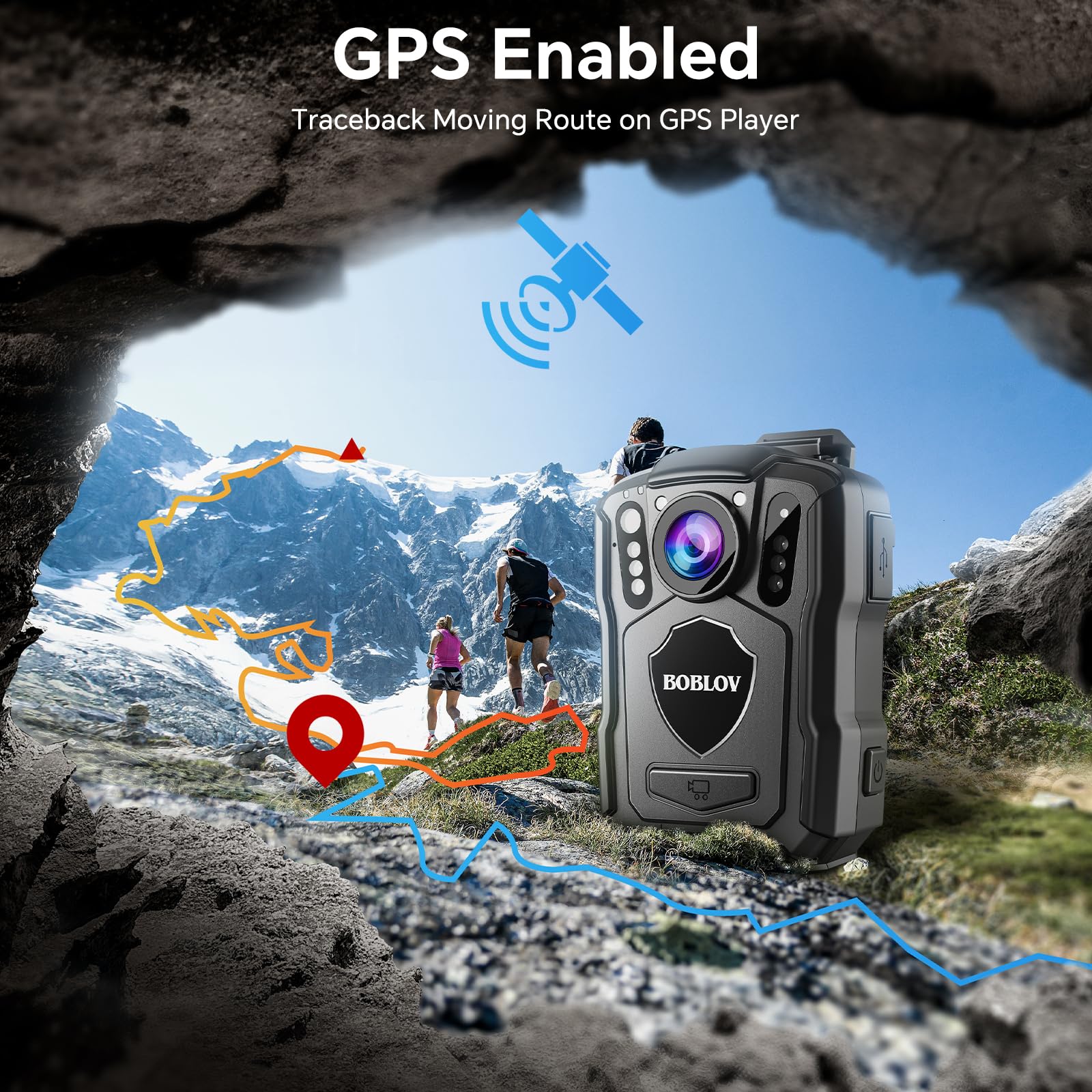 BOBLOV M5 2K Police Body Worn Camera, GPS Enabled &1440P Body Mounted Cam, 128G Body Cam Built-in 4200MAH Battery,12Hrs Record, IP67 Waterproof, Night Vision Law Enforcement with Car Suction Mount