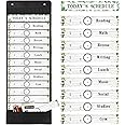 Tatuo Daily Schedule Pocket Chart Classroom Pocket Charts with Reusable Cards and 14 Pockets Farmhouse Classroom Supplies Greenery Schedule Charts for School Office Home Educational Activity(31 Pcs)