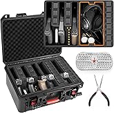 Kinghardcase Gun Cases for Handguns, 5 Pistol Case & 21 Magazine Pre-Cut Multiple Pistols Shockproof Waterproof Hard Pistol Cases with Desiccant TSA Approved Firearm Travel Case