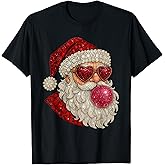 Glam Santa Bubblegum Heart Glasses Xmas T-Shirt