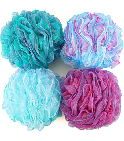 Premium Bath Puffs Made From 100% Recycled Materials | Pack Of 4 Super