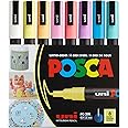 posca Markers Set, 8 Fine Paint Markers 3M – Soft Tones – White, Sunshine Yellow, Apricot, Light Pink, Coral Pink, Lavender, Light Blue, Aqua Green