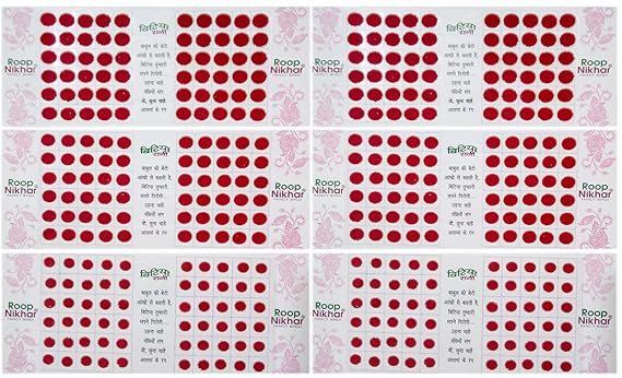 Roop Nikhar Zari Border Red Color Round Size Bindi Combo of 4 Pcs