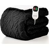 JKMAX Heated Electric Blanket Full Size-72"x84" Heating Blanket with 10 Heating Levels & 5 Time Settings Over-Heat Protection,Winter Warmer for Adults with ETL Certification(Black)