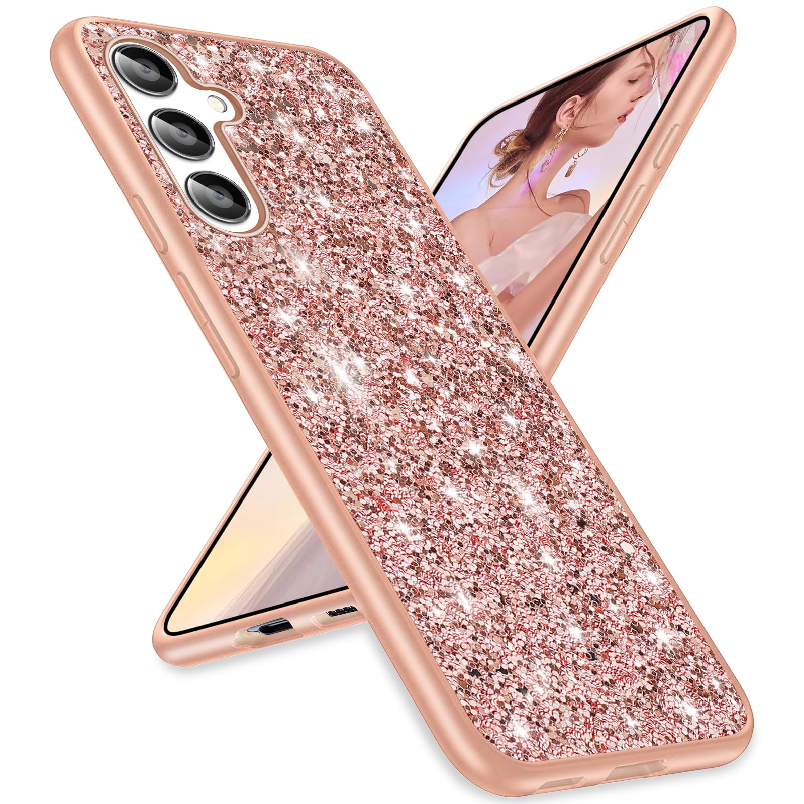 for Samsung A15 Case Glitter Slim Sparkle Diamond TPU Bumper Full Body Shockproof Protection for Samsung Galaxy A15 Phone Case Women Girls Soft Cover 5G