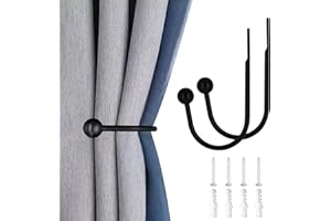 YH YAO Metal Curtain Holdbacks, 2PCS U Shaped Wall Mounted Hook for Home Decor, Decorative Curtain Tieback Curtain Drapery Hooks for Wall (Black)