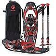 G2 21/25/30/36 Inches Light Weight Snowshoes with Toe Box, EVA Padded Ratchet Binding, Heel Lift, Flexible Pivot Bar, Durable Back Strap, Trekking Poles, Carrying Bag, Snow Baskets(6 colors available)