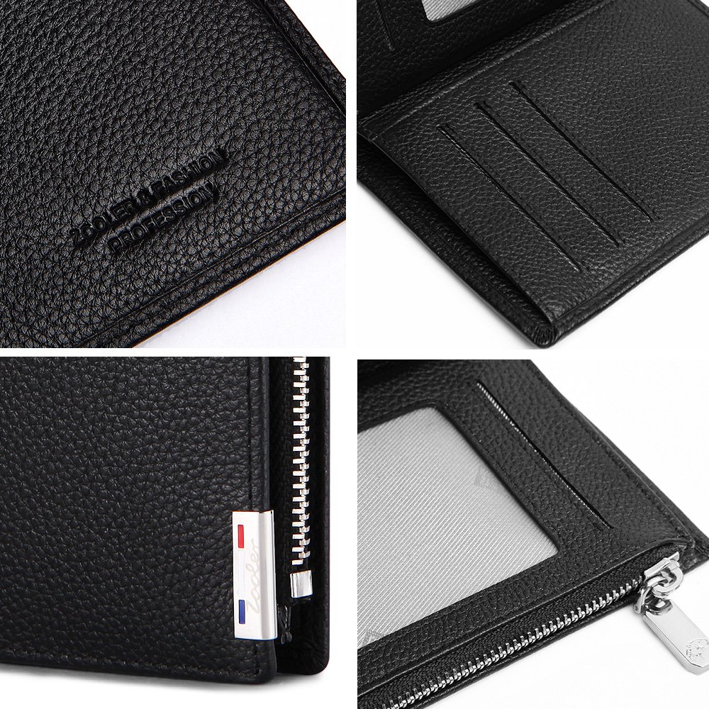 ZOOLER Mens Vintage Wallet Cowhide Leather Slim Purse Fashion organiser for Cards Cash (Black)