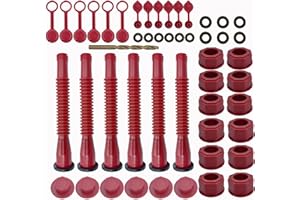 CARONIN Gas Can Spout Replacement Kit, Old Style Gas Can Nozzle for Easy Installation, Flexible Pouring Nozzle Compatible with Most 1/2/5/10 Gallon Oil Cans (6 Kit-Red)
