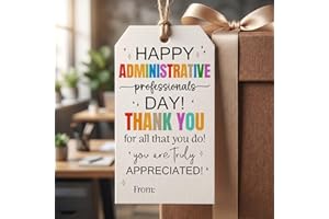 MOWITGBE Thank You Gift Tags - Administrative Professional Day Gift Tags with String for Party Favors Decoration - Thank You 