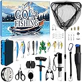 MH MYLUNE HOME Fishing Advent Calendar 2025-24 Days Fishing Tools and Lures Kit for Fisher Adult Men Teen, Fish Net, Hook Remover Tool, 2025 for Men, Xmas Surprise Gift