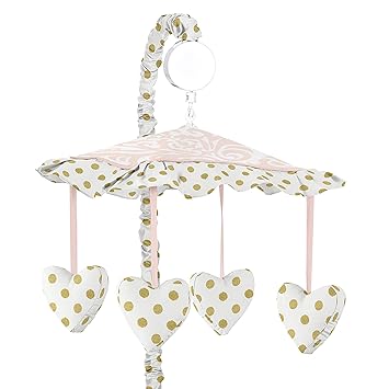pink and gold crib mobile