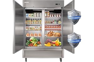 JINSONG 54" Commercial Refrigerator, 49 Cu.Ft Stainless Steel Reach-in Fridge with 2 Solid Doors, Upright Commercial Fridge for Restaurant, Bar, Shop, or Home Use