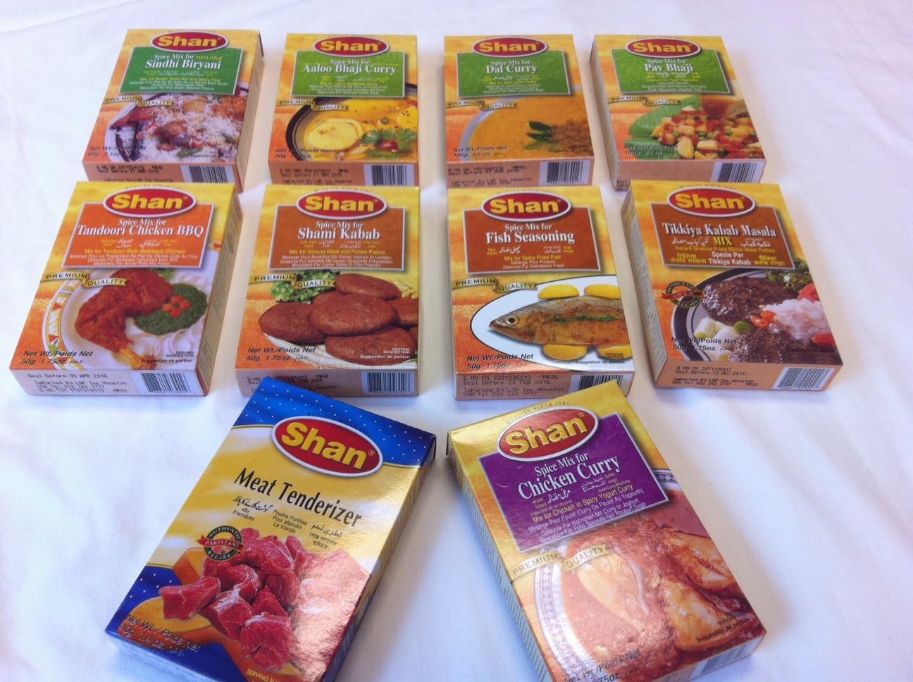 10 Packs Combo Variety Shan Foods of MIX Spices/Ingredients Meat/Vegetable Dishes for Indian/Pakistani
