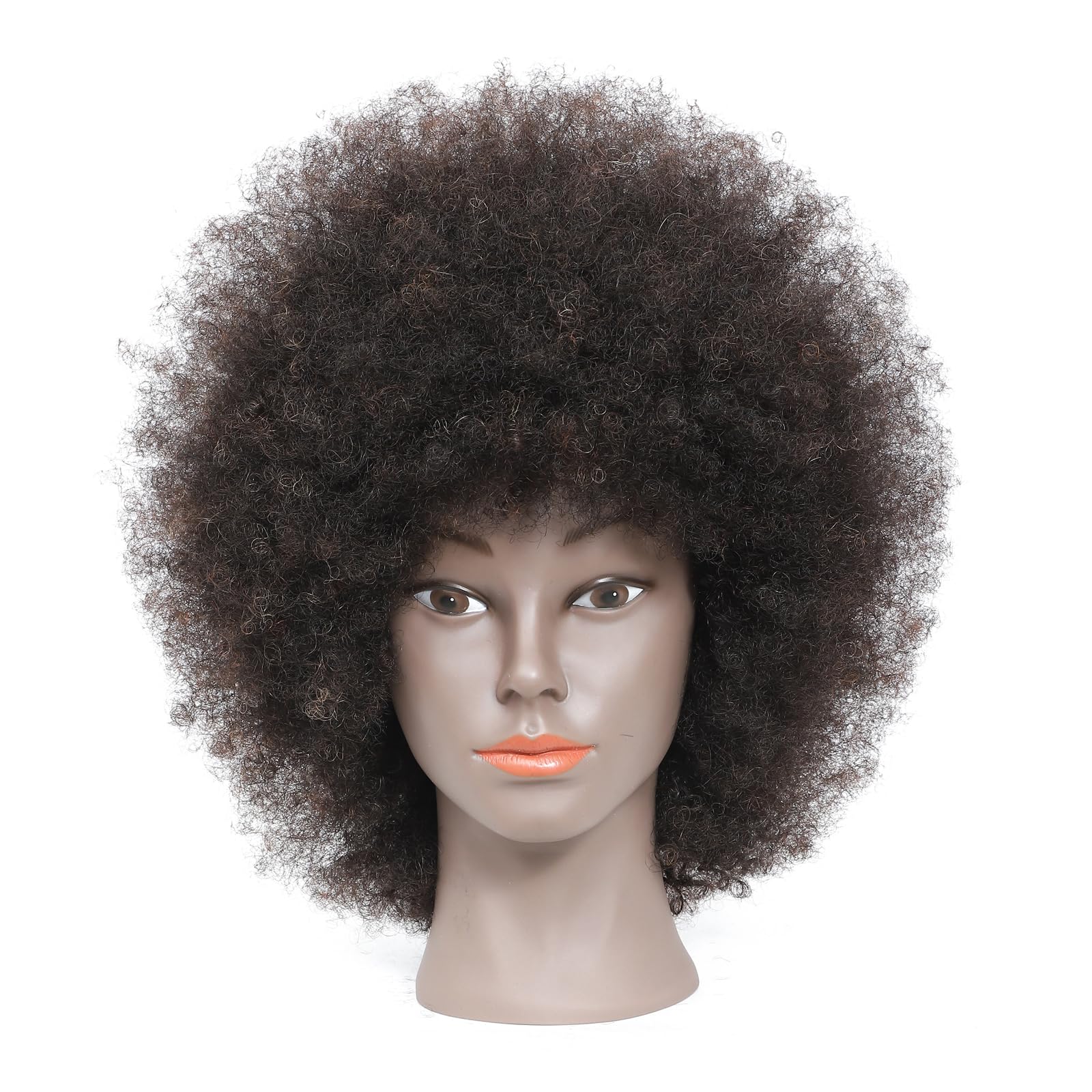 Tcwuzick Training Head African American with 100% Human Hair Mannequin Head Cosmetology Afro Hair Manikin Head for Practice Styling Braiding with Clamp Holder