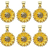 COGCHARGER 6 Pieces Flower Charms for Jewelry Making Bulk Cute Brass Enamel Pendants for Bracelet Necklace Earring DIY Supplies