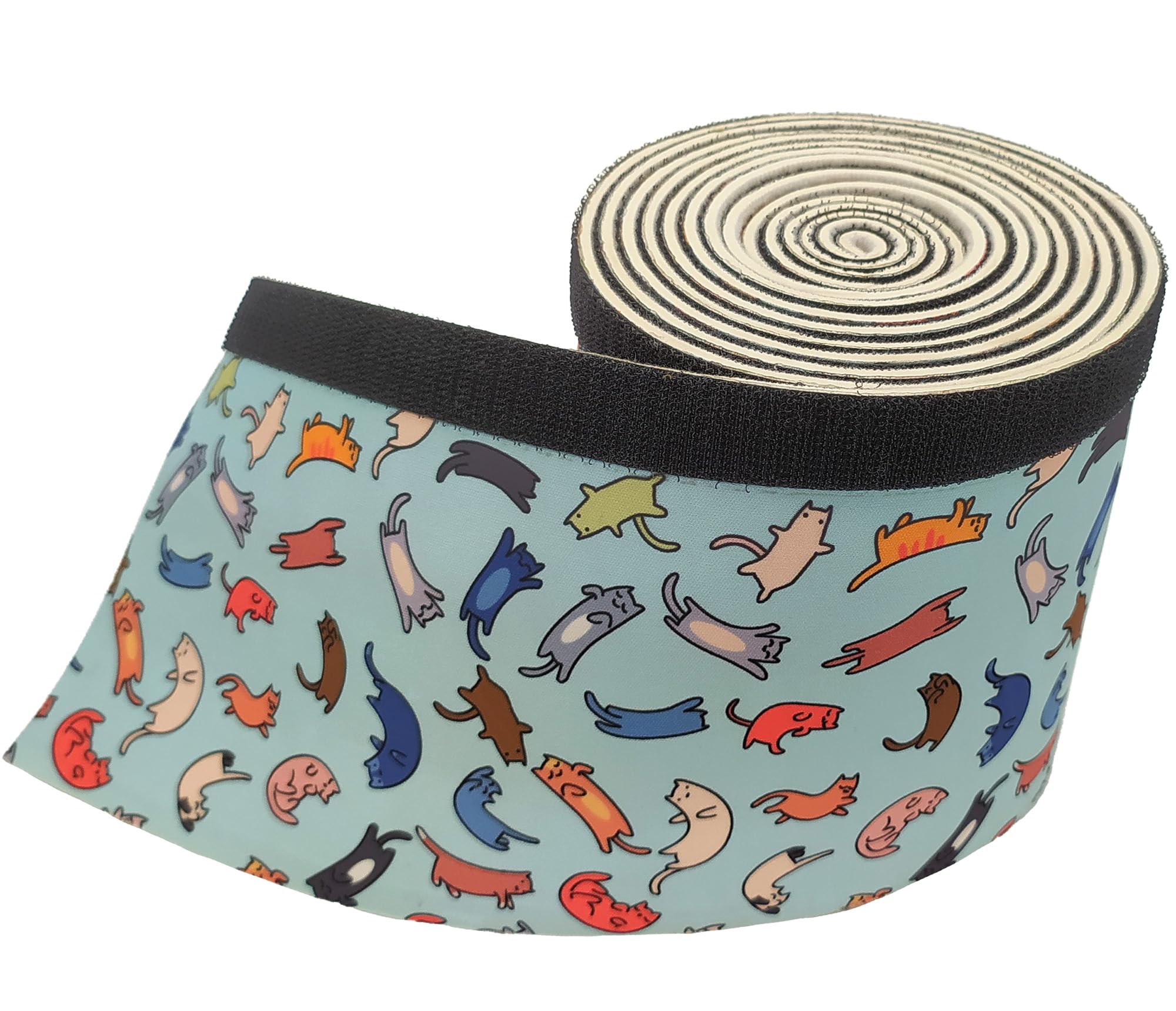 KabelDirekt 3m Long Easy Cut Velcro Cable Management Cable Tidy - Colourful Cat Design