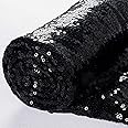 ShinyBeauty 1 Yard Black Fabric by The Yard, Sequin Fabric for Sewing, Glitter Fabric, Sequin Material by The Yard, Clothing Making Embroidered Evening Dress Home Table Cloth Decor Sewing
