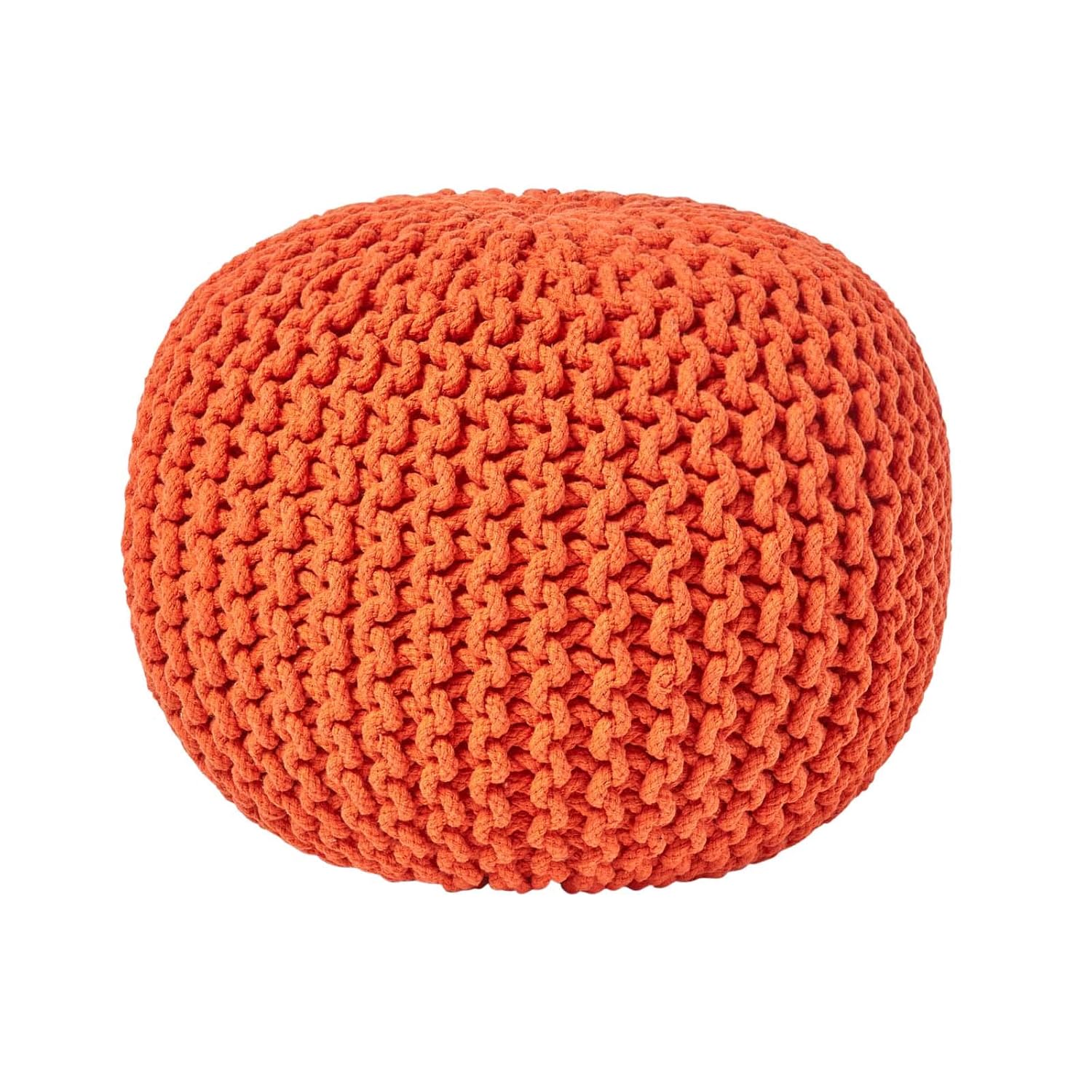 Homescapes Sitzhocker Strickpouf rundes orange Bodenkissen Strick