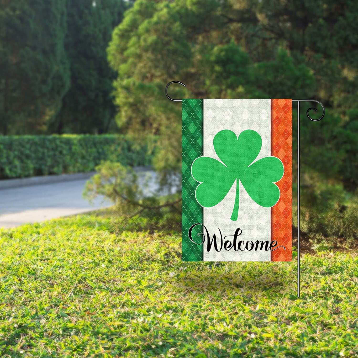 Seasonal Home Farmhouse Sign Yard Holiday Outdoor For Banner Day Patricks Saint Sided Double Flag Welcome Shamrock Clover Spring Plaid Buffalo Flag Garden Day Patricks St Decor Inch 12 5x18 Flags Outdoor Decor More