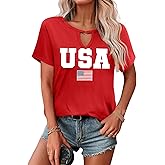 USA Flag Tee Shirt Women 4th of July Gift T Shirt Casual Short Sleeve American Proud T-Shirt Tops