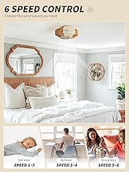 SYDACG 20 Inch Rattan Boho Ceiling Fan with Light