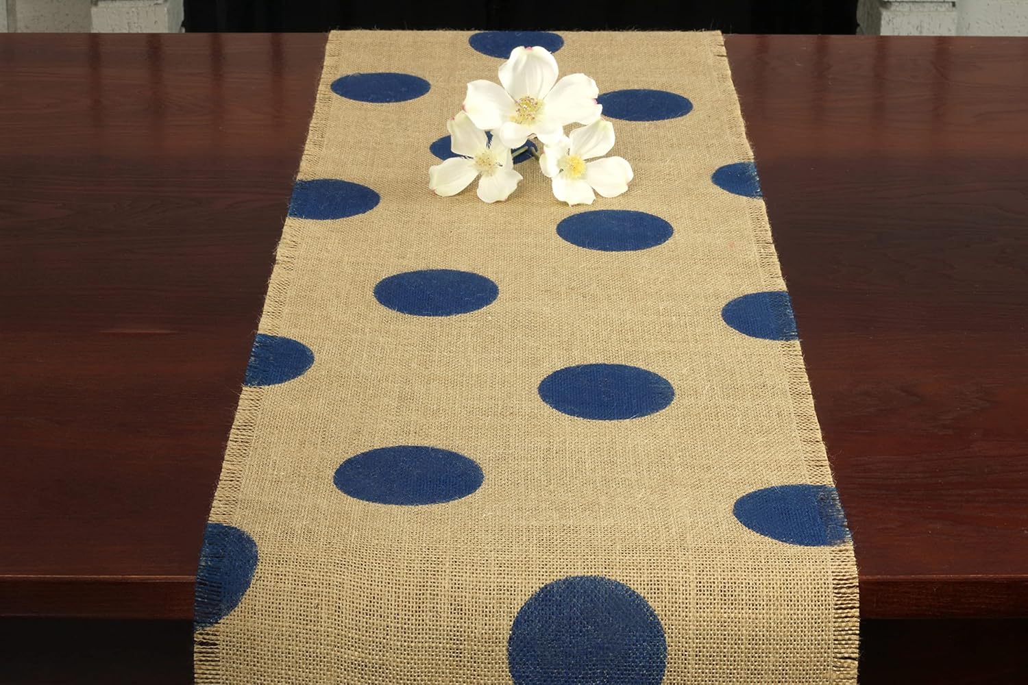 Amazon Com Burlap Table Runner Navy Blue Polka Dot Runner 12x60 Burlap Table Runner Modern Runner Farmhouse Runner Table Decor Handmade