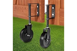 DURIGID 5” Spring Loaded Gate Caster with Side Foot Break Heavy Duty Gate Wheels for Wooden, Vinyl and Metal Gates, 360° Swivel, Ideal for Outdoor Fence Gates, 200 Lbs Capacity, 2 Pcs, Black