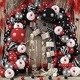 Froova Halloween Balloon Arch Kit Bloody Balloons Garland Black and Red Balloon with Horror Marble Latex Balloons for Scary Creepy Killer Night Ghost Spooky Vampire Birthday Baby Shower Party Decor