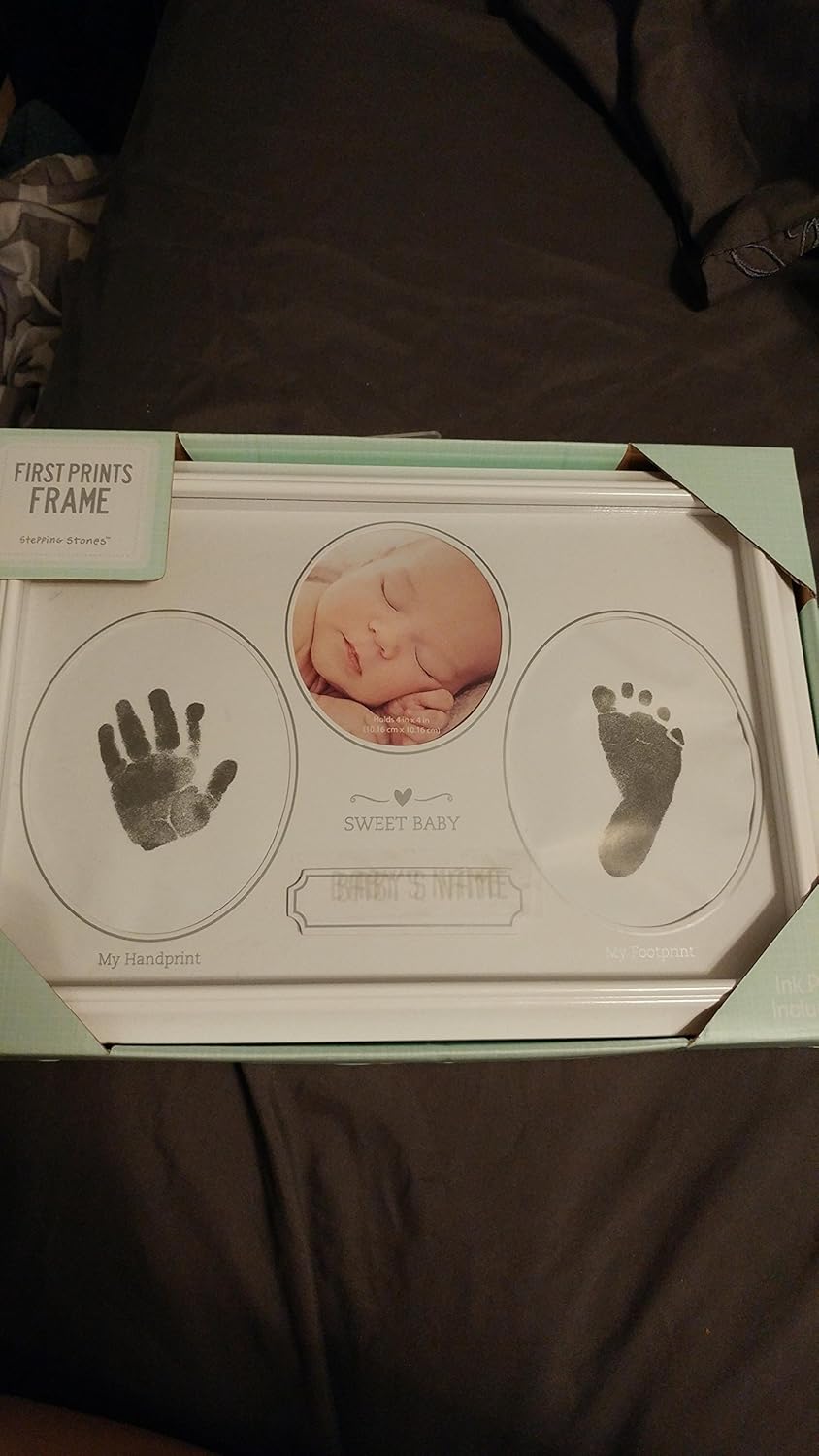 stepping stones baby's first prints frame