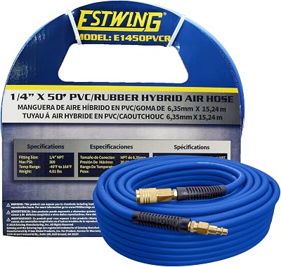 Estwing E1450PVCR 50ft PVC Rubber Hybrid Air Hose 1/4 Brass NPT Quick Connect