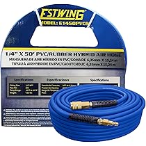 thumbnail image 2 of Producto: Estwing E1450PVCR 1/4" X 50' PVC / Rubber Hybrid Air Hose With Brass 1/4" NPT Industrial Fitting And Universal Quick Connect Coupler(Tamau00f1o: 1/4" X 50 2 of 13