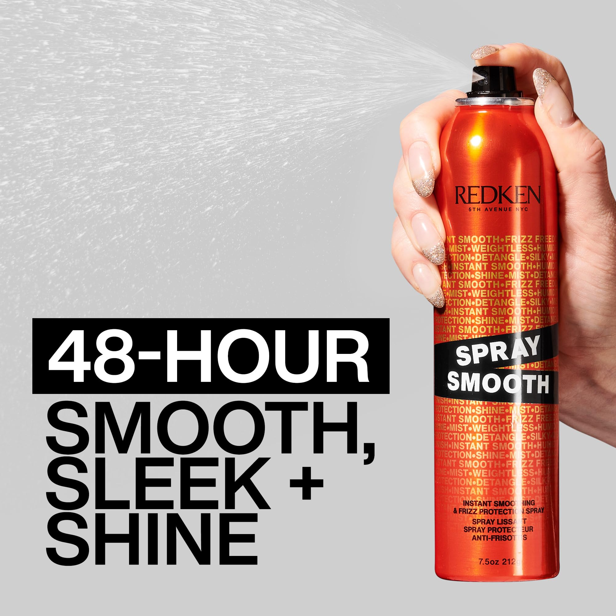 Redken Spray Smooth Anti Frizz Hair Spray - Frizz Control and Heat Protection, With Citric Acid, Paraben, Sulfate & Silicone-Free
