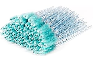 i-Laesh 100 Pcs Crystal Eyelash Brush Mascara Wands Disposable Eyebrow / Lash Brushes for Eyelashes Extensions Eye Makeup Kit Lashes Applicator Tool Spoolies (Crystal - Peacock Blue)